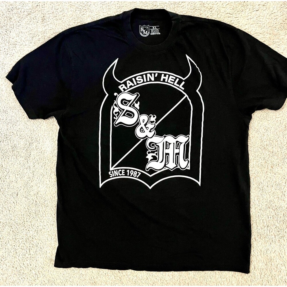 S&M American Bicycle T Shirt Size XL Raisin' Hell Black and White Tee Bike